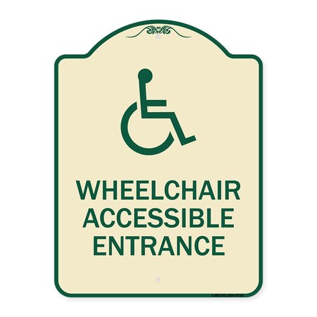 Signmission Designer Series-Wheelchair Accessible Entrance Tan & Green, 24" H, TG-1824-9739 A-DES-TG-1824-9739